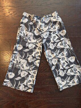 Anthropologie Maeve Floral Crop Wide-Leg Pants Size US 8